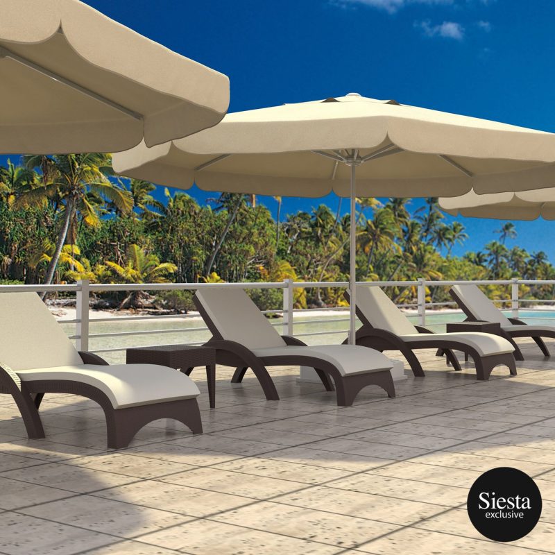 Resin Rattan Sun Lounger with Cushions 6 Piece Package with Tequila Side Table