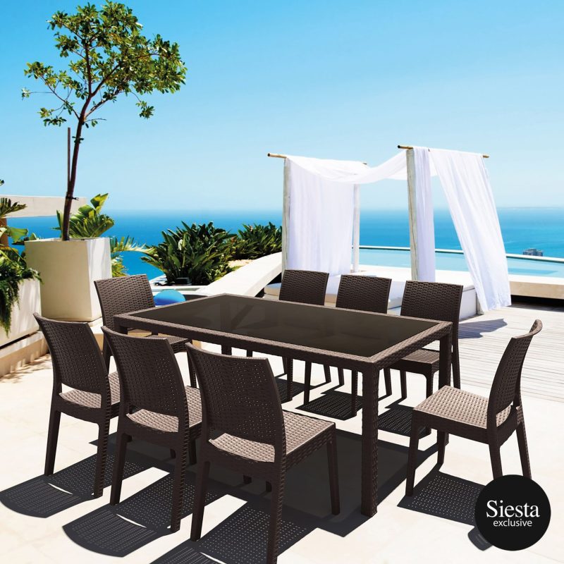 Tahiti 6 Seater Resin Rattan Dining Setting with Florida Chair - Image 2