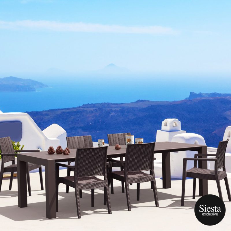 6 Seater Outdoor Dining Set in Rattan and Vegas Table