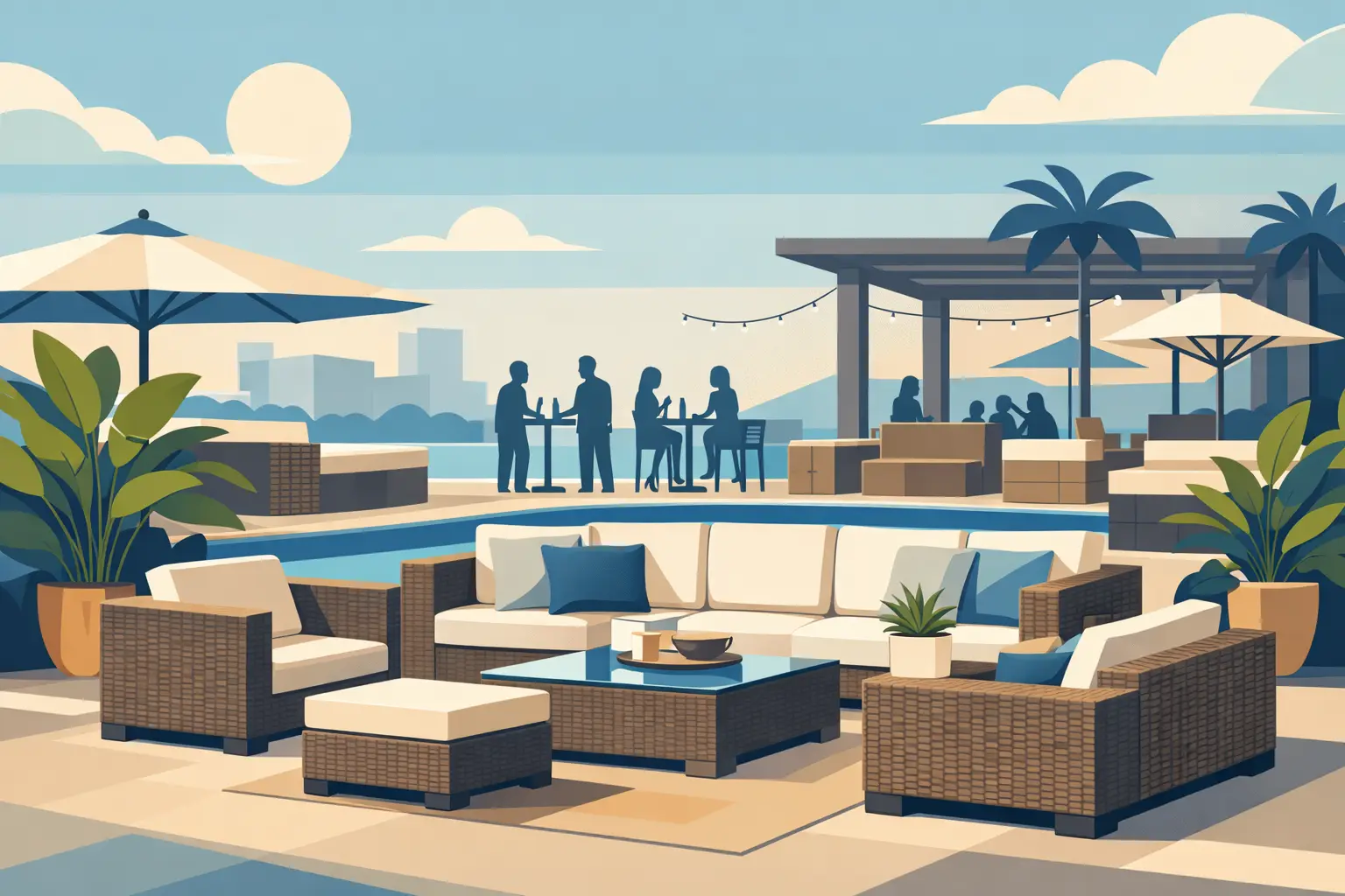 Resin Rattan Outdoor Lounge for Busy Venues