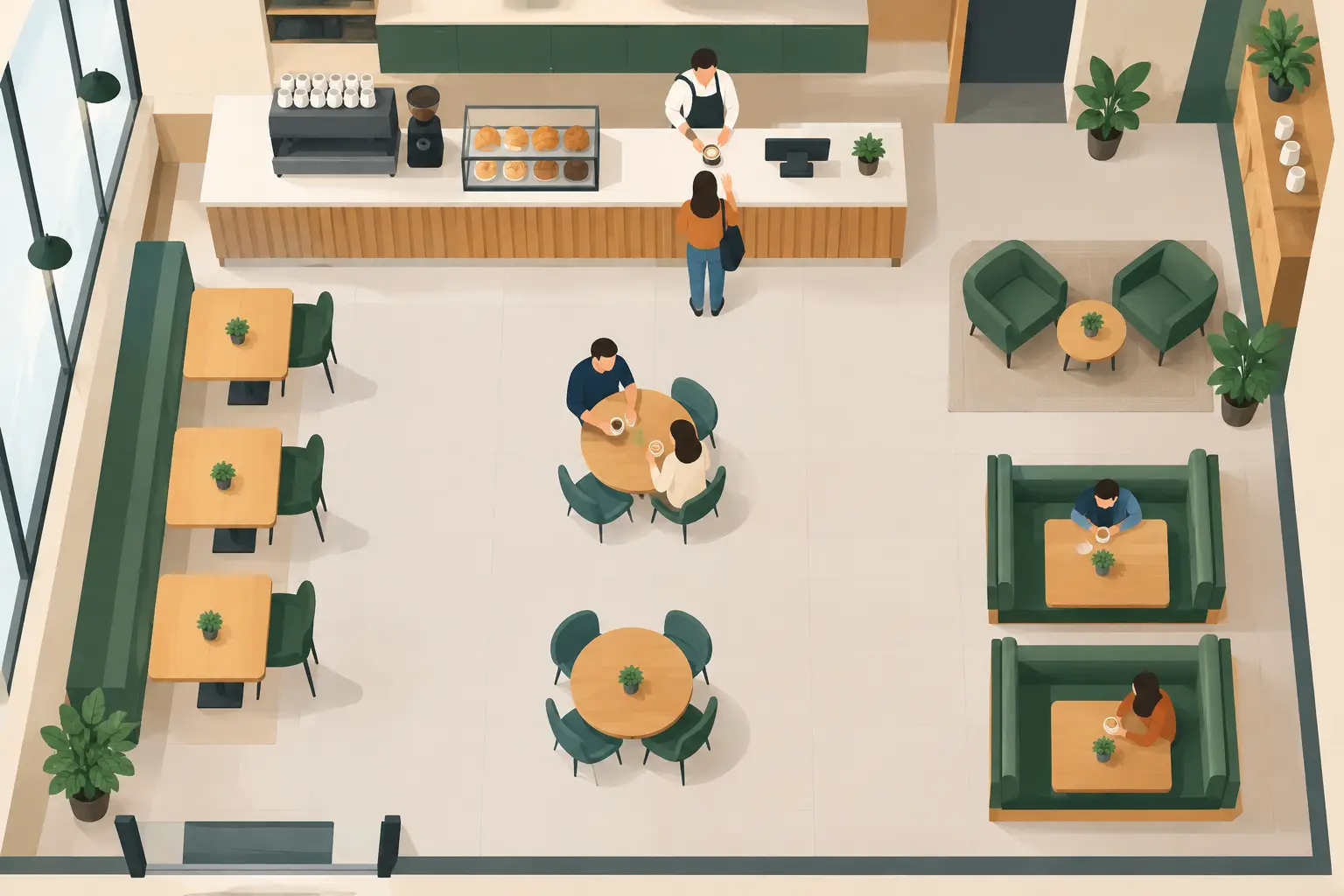 Cafe Seating Layout Example for Better Service