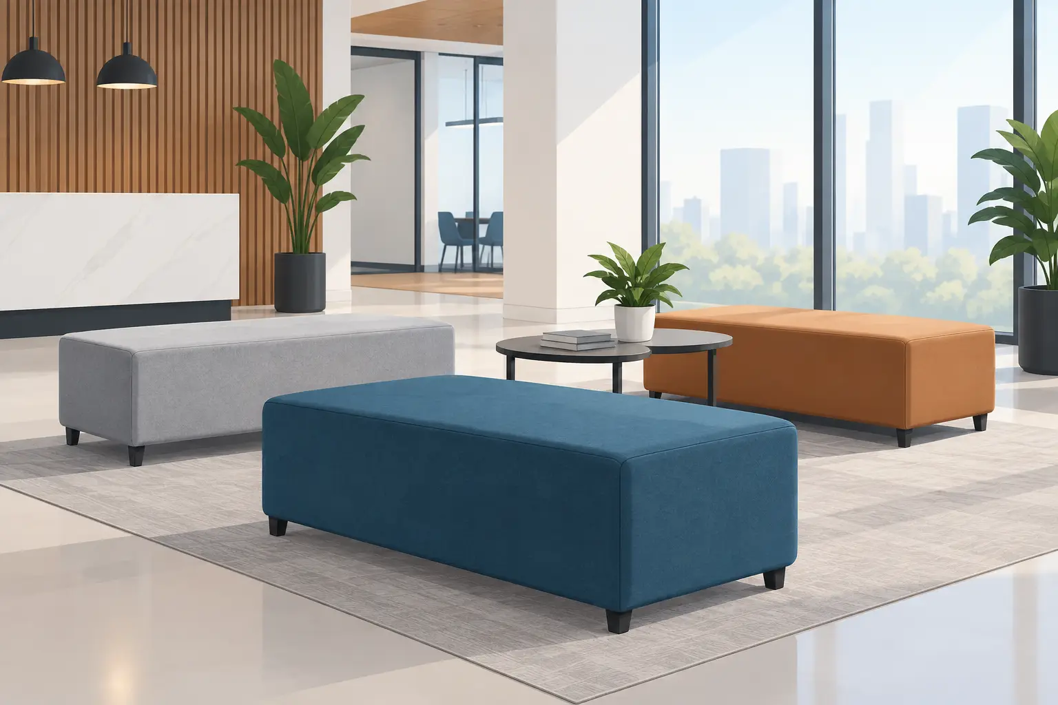 Commercial Rectangle Ottomans for Busy Spaces