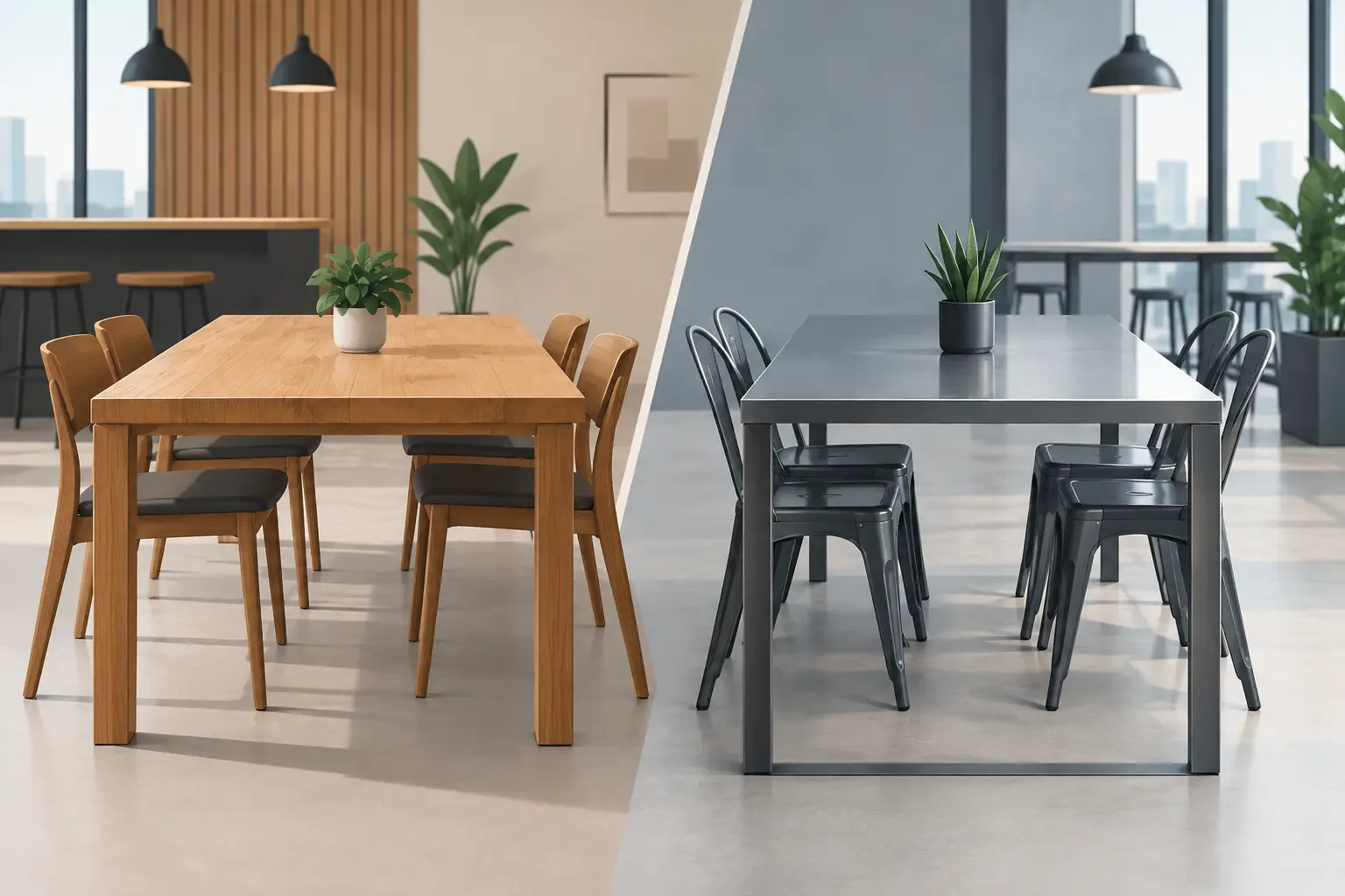 Timber Versus Metal Tables for Commercial Spaces